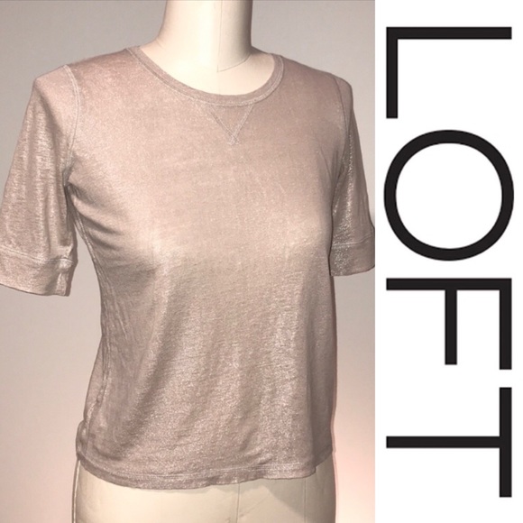 LOFT shimmery gold T-shirt ▪️ sz Small - Picture 1 of 8
